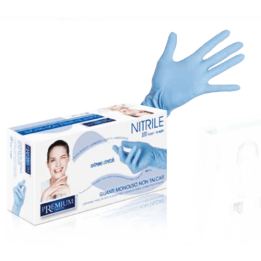 Luvas de nitrito azul não em pó x100
