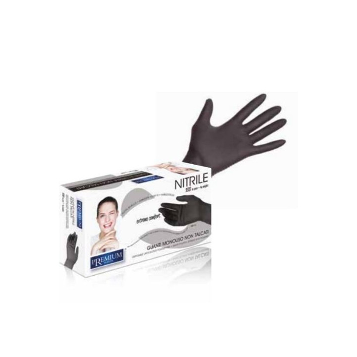 Gants en nitrile non poudrés jetables noirs taille M X100