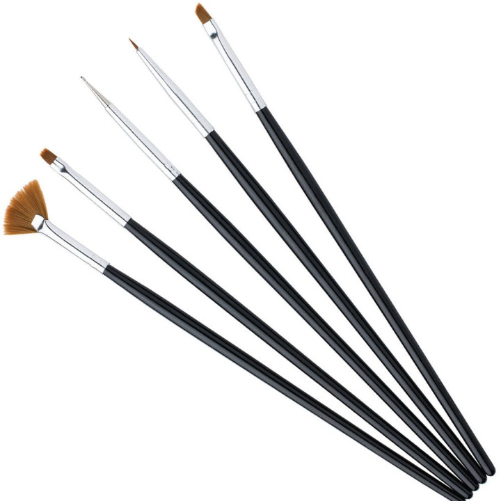 Professional 5-brush kit for manicure and nail art
