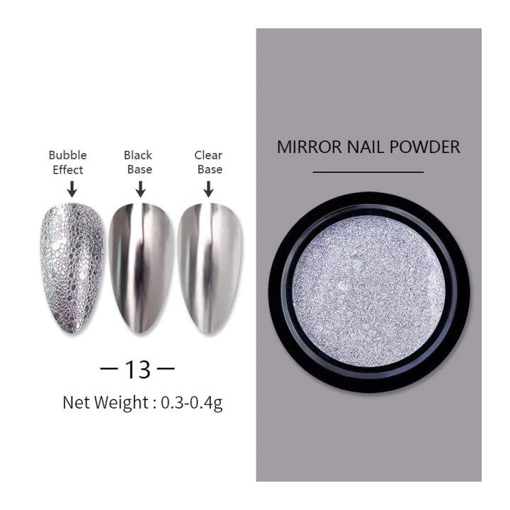 Powder dark silver mirror effect
