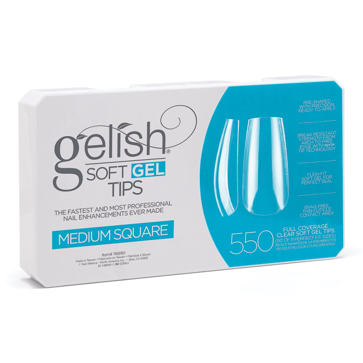 American Capsules Soft Gel Tips Gelish cuadrado medio - caja de 550 cápsulas