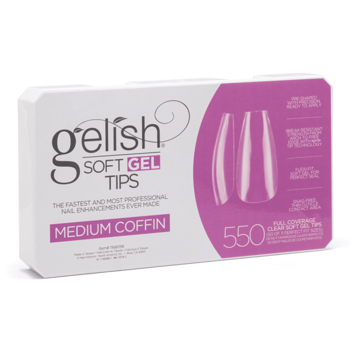 American Capsules Soft Gel Tips Gelish ataúd mediano - caja de 550 cápsulas