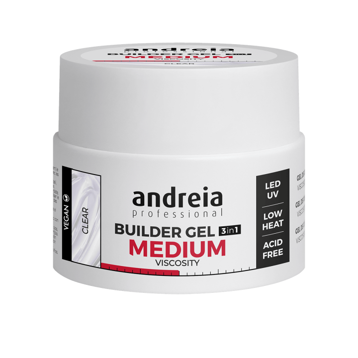 Builder Gel 3 en 1 Clear Viscosité moyenne 44g Andreia Professionnel - Vegano