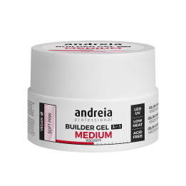 Builder Gel 3 en 1 Soft Pink Viscosité moyenne 22g Andreia Professionnel - Vegan