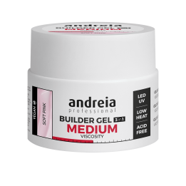 Builder Gel 3 en 1 Soft Pink Viscosité moyenne 44g Andreia Professionnel - Vegan