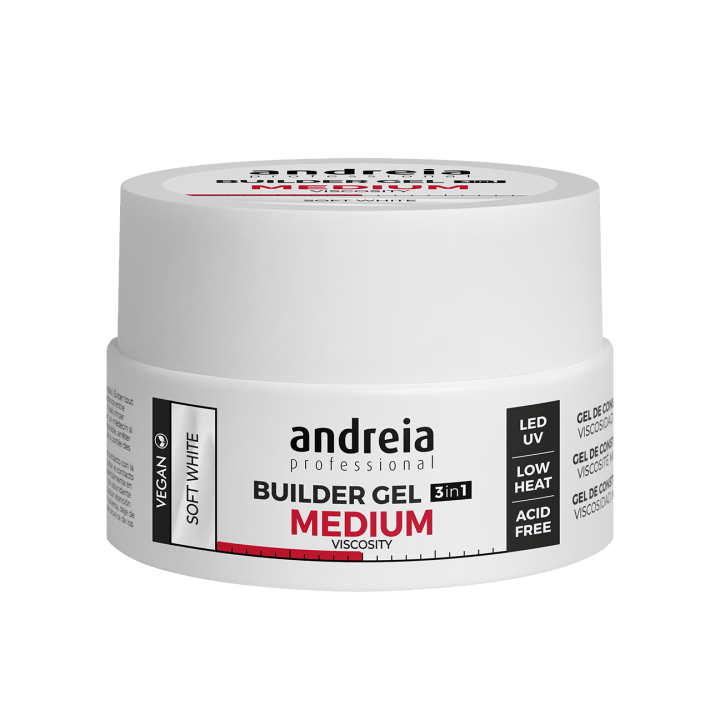 Builder Gel 3 en 1 Blanco Suave Viscosidad media 22g Andreia Profesional - Vegano