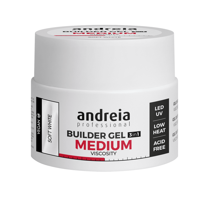 Builder Gel 3 en 1 Blanco Suave Viscosidad media 44g Andreia Profesional - Vegano