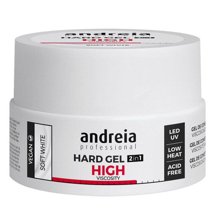 Hard Gel 2 en 1 Soft White Viscosité Epaisse 22g Andreia Professionnel - Vegan