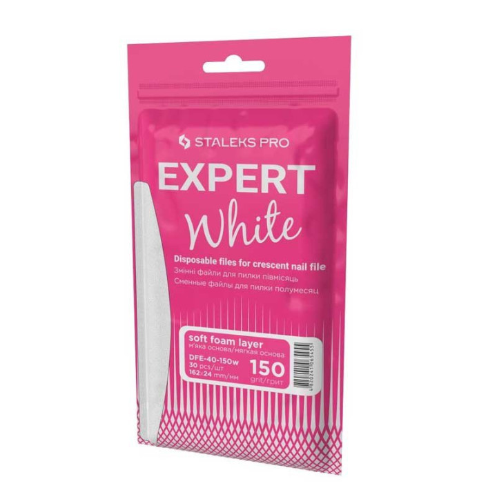 30 Recargas Descartáveis de Lixa de Unhas em Espuma para Base Trapezoidal Staleks Expert White 150 grão