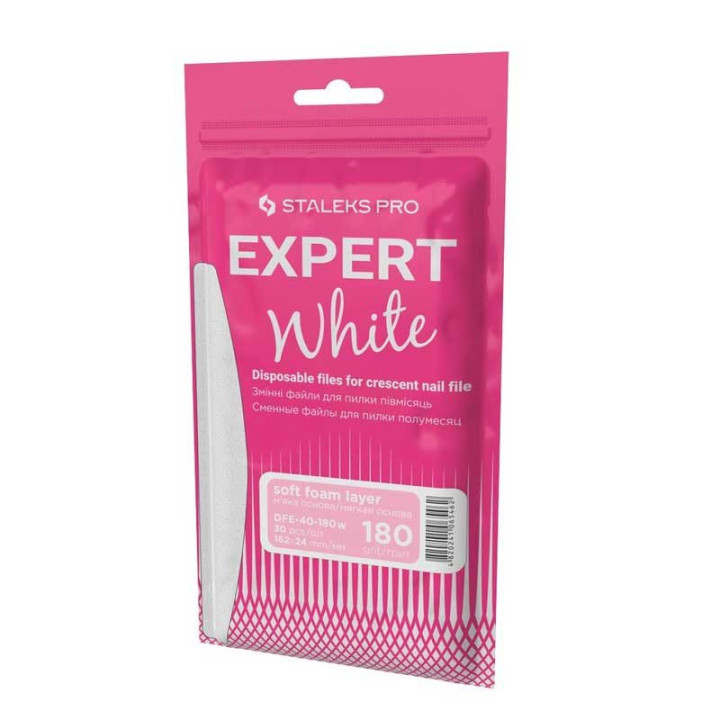 30 Recargas Desechables de Lima de Espuma para Base Trapezoidal Staleks Expert White grano 180