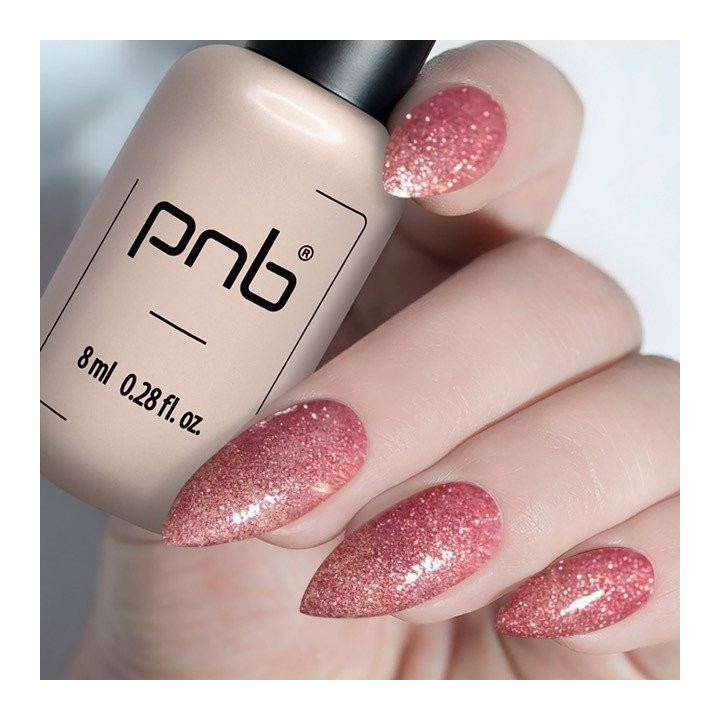 Vernis Semi-Permanent PNB Disco – Éclat Rose Pailleté