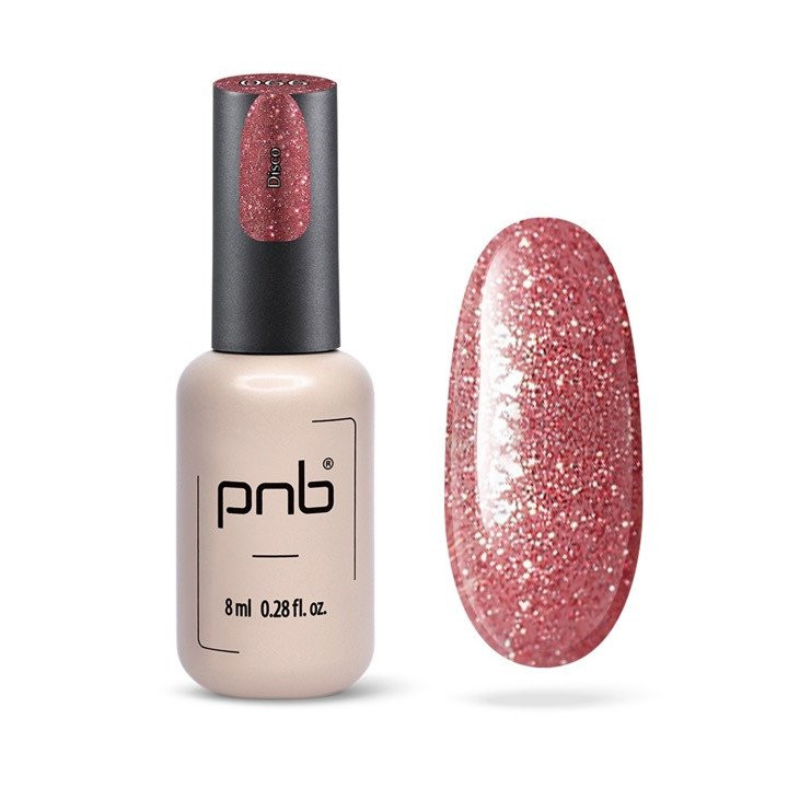 Vernis Semi-Permanent PNB Disco – Éclat Rose Pailleté