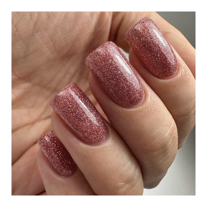 Vernis Semi-Permanent PNB Disco – Éclat Rose Pailleté