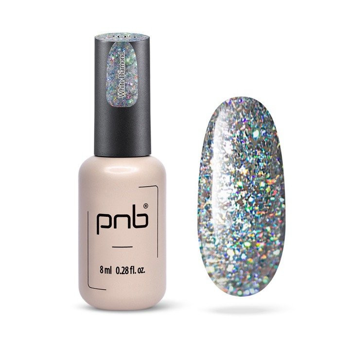 Barniz semipermanente PNB White Diamond - Resplandor y Brillo