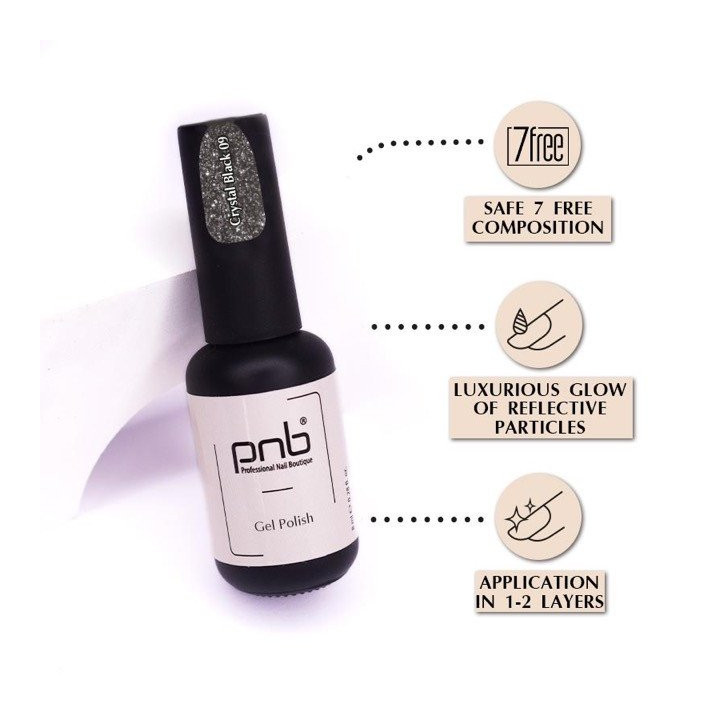 Esmalte Semipermanente PNB Shock Effect Crystal Black | NC Beauty Pro