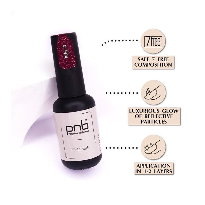 Gel nail polish PNB SHOCK EFFECT Ruby 012 8ml