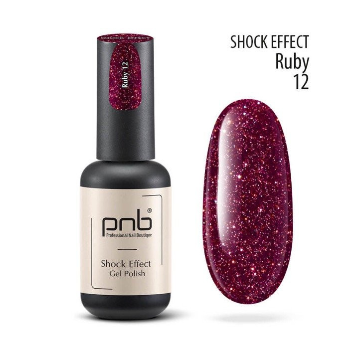 Gel nail polish PNB SHOCK EFFECT Ruby 012 8ml