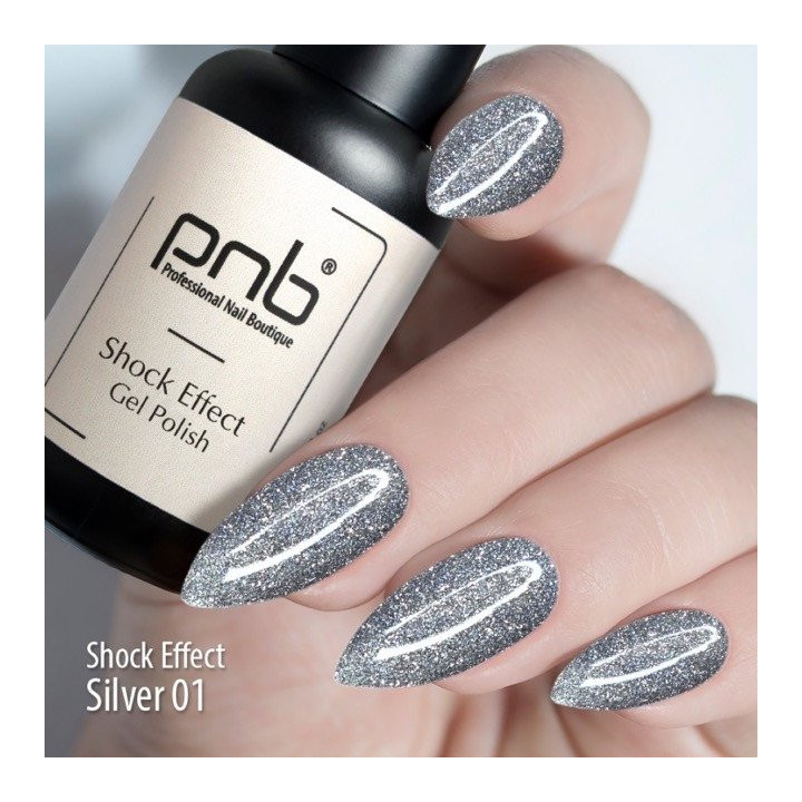 Gel nail polish PNB SHOCK EFFECT Silver 001 8ml