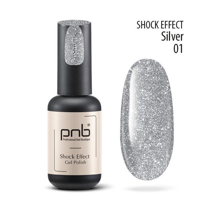 Gel nail polish PNB SHOCK EFFECT Silver 001 8ml