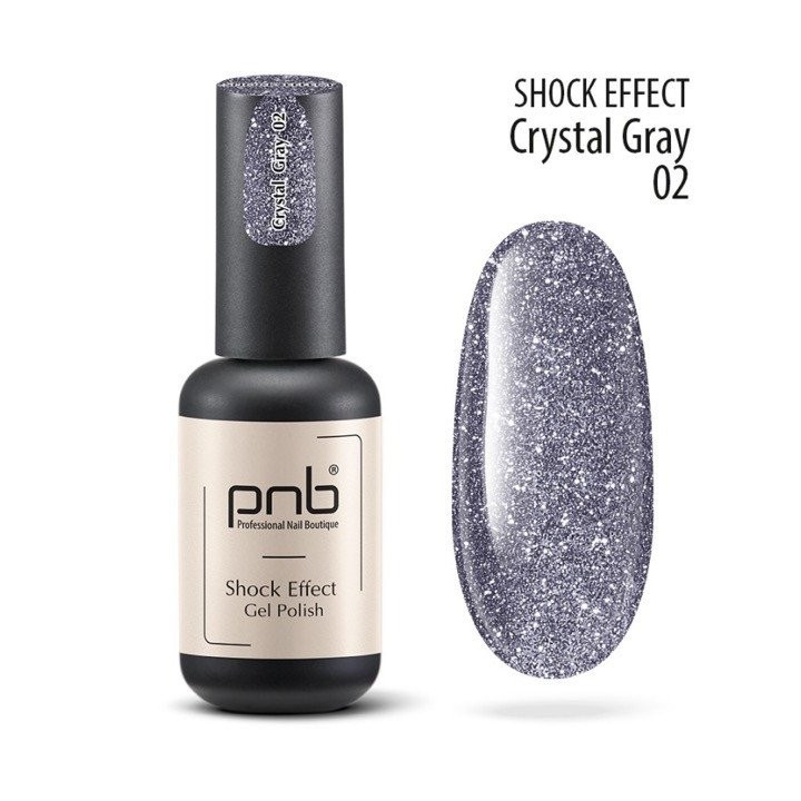 Gel nail polish PNB SHOCK EFFECT Crystal Gray 002 8ml