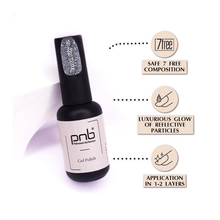 Gel nail polish PNB SHOCK EFFECT Crystal Gray 002 8ml