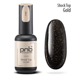 ¡Brilla con el esmalte de uñas semipermanente PNB Shock Top Gold que no se limpia!