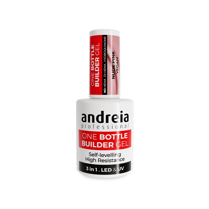 Un bote de gel constructor 3 en 1 rosa nude autonivelante Andreia Profesional - Vegano