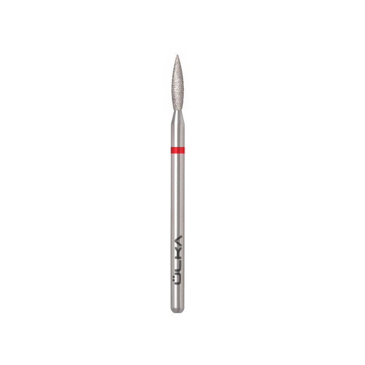 Fraise diamant ÜLKA flamme rouge – tête 2,1 mm, partie active 10 mm (F2110-F)