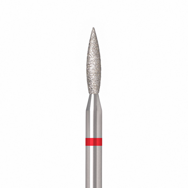 Fraise diamant ÜLKA flamme rouge – tête 2,1 mm, partie active 10 mm (F2110-F)