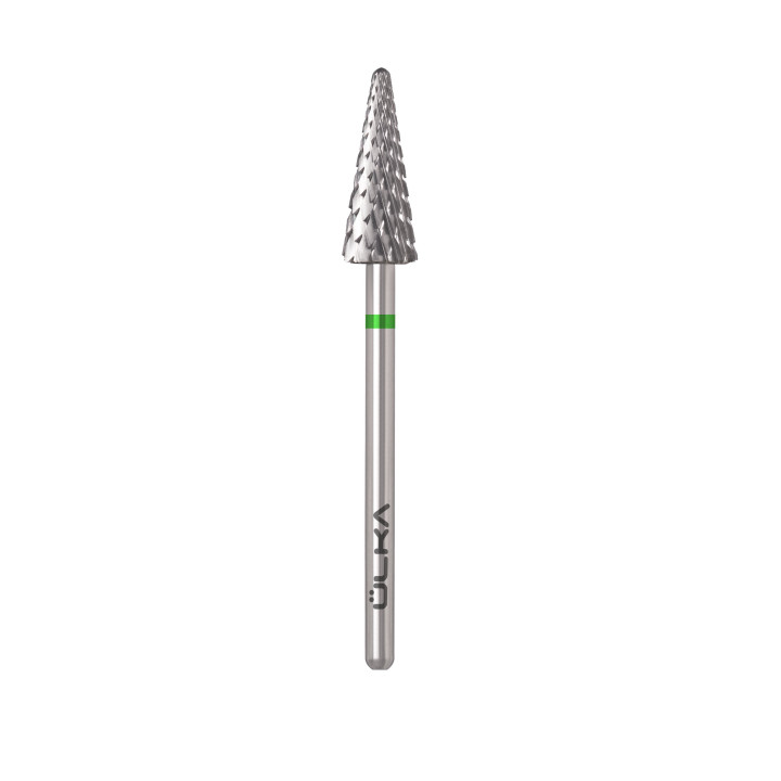 Fraise carbure ÜLKA cône verte – tête 6 mm, partie active 15 mm (C615-C)