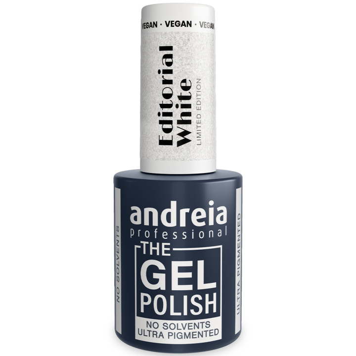 The Gel Polish Andreia Ed. White EW6 - White and Silver Glitter